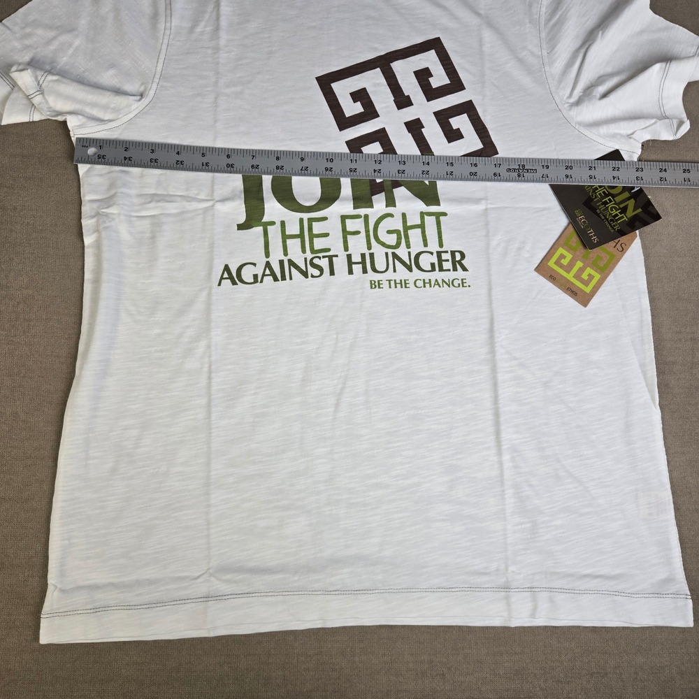 ECOTHS White Oranic T Shirt "Join The Fight Against Hunger" Be The Change XL - Picture 5 of 8
